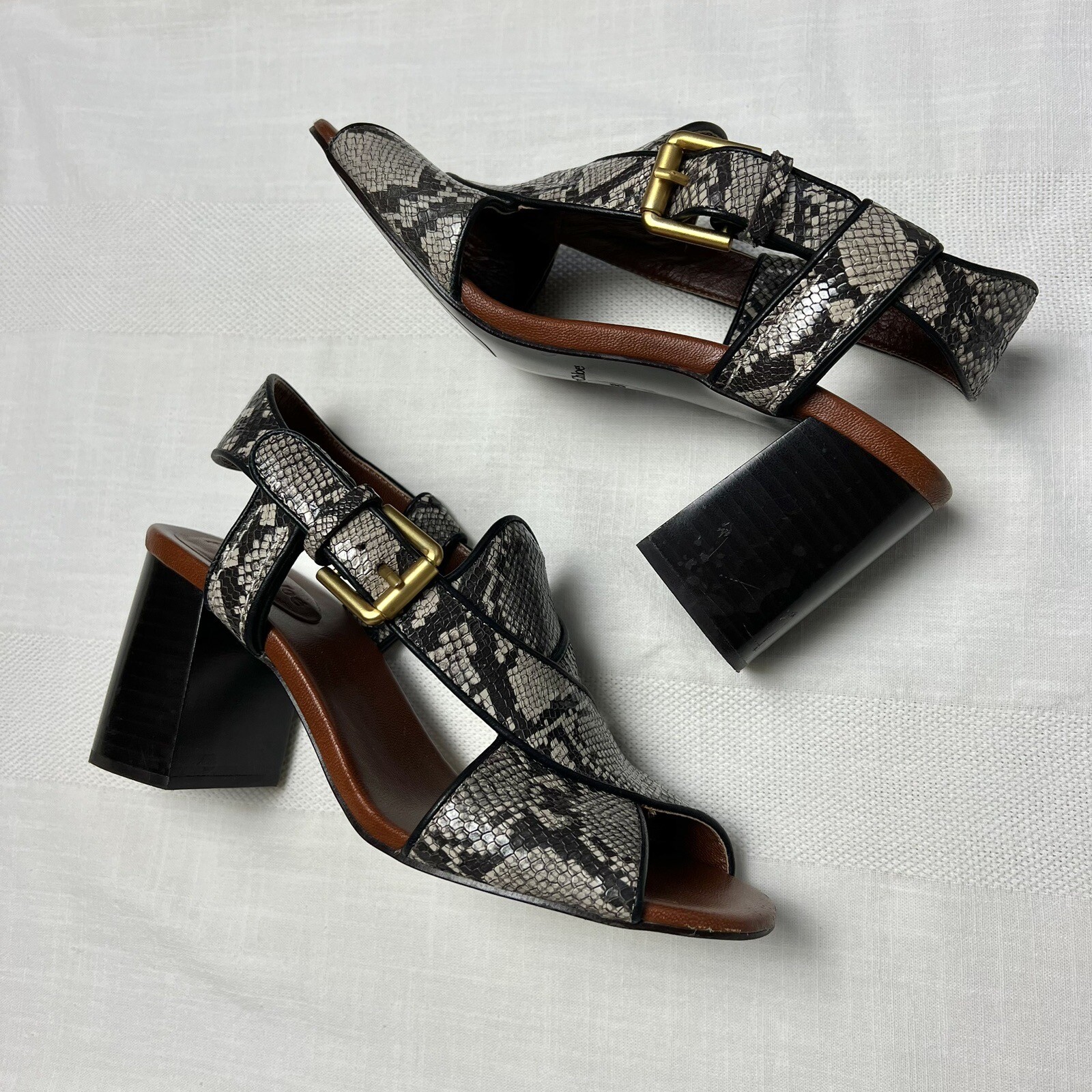 SEE BY CHLOÉ Hella Python-Print Heel Sandals - image 4