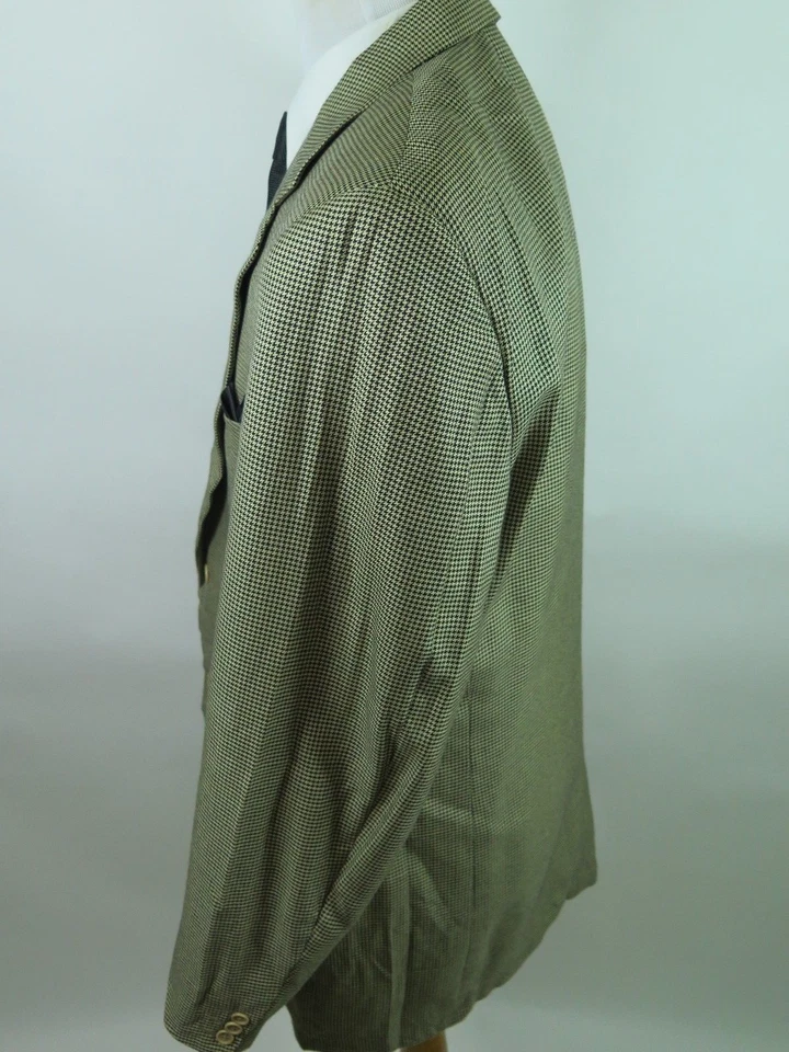 Chaqueta Blazer Abrigo Deportivo Canali Lana Seda Negro Beige Pata de Gallo 44/46 L Foto 4 de 4