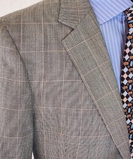 Jos A Bank Signature Plaid Blazer 42R Check Sport Coat 2 Buttn Beige Window Pane