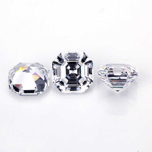 Piedra preciosa suelta AAA brillante circonita cúbica facetada blanca transparente 8 mm corte Asscher - Imagen 2 de 23