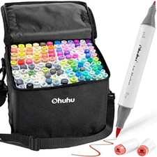 Ohuhu 120/168/216/320 Colors Art Marker Set Brush+Broad or Brush+Fine Tip Japan