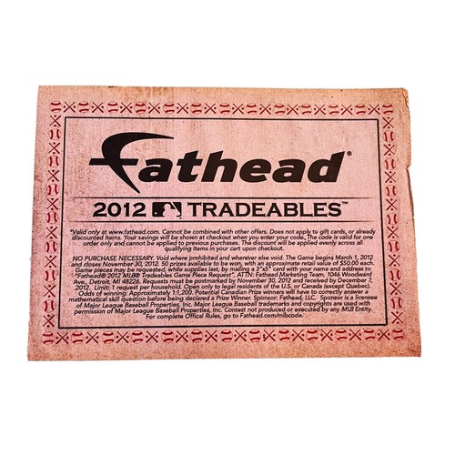 Fathead 2012 MLB 4 Pack Tradeables Peel & Stick Moveable Vinyl Decals 5”x7” - Picture 5 of 6
