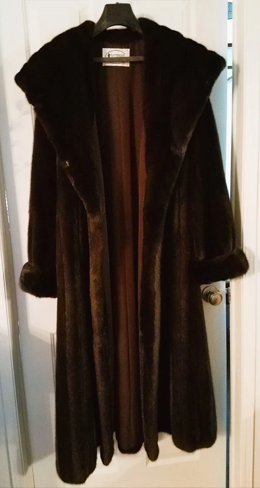 Abrigo visón mujer caoba largo maxi