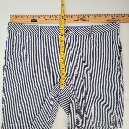 Pantalones Cortos Izod Hombres 38 Seersucker Golf 9 Pulgadas Azul Bolsillos Rayas Costero Náutico - Imagen 8 de 9
