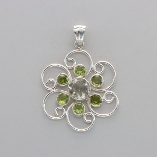 PERIDOTO verde con colgante de amatista verde 925 piedras preciosas #906 - Imagen 4 de 11