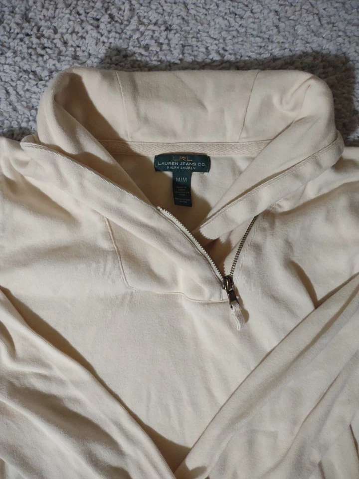 Pullover mediano Ralph Lauren Y2K media capucha color crema para niños Foto 3 de 4