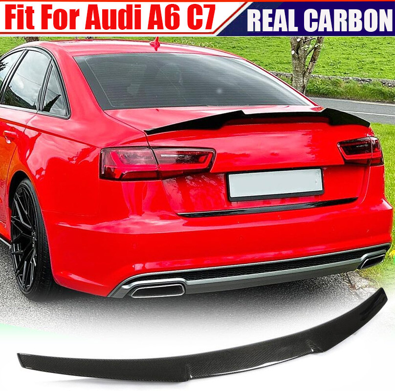 REAL CARBON Rear Trunk Spoiler Boot Wing For Audi A6 C7 A6 Sline