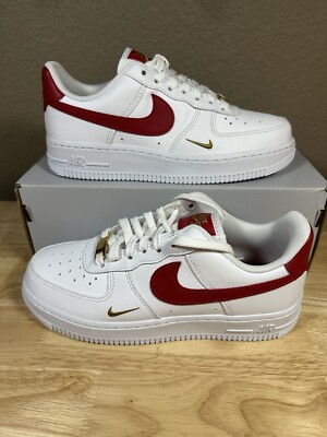 New Nike Air Force 1 Low Essential Gym Red Mini Swoosh Size 6.5 (W) (CZ0270-104)