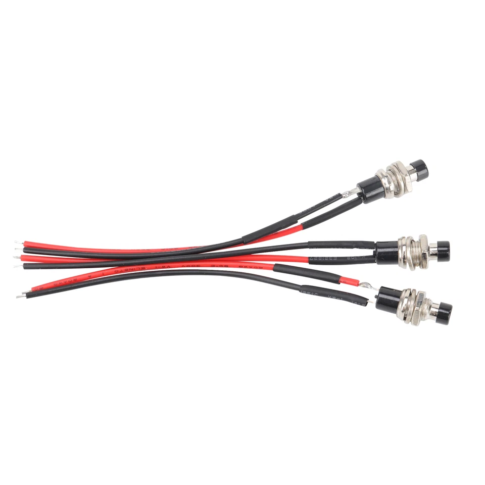 3 Pack Mini Push Button Pre-Wired Momentary N/O OFF-ON Switch Plug 12V 5AMP SPST - Image 3 of 4