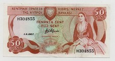 CYPRUS 50 SENT CENTS 1987 PICK 52 LOOK SCANS