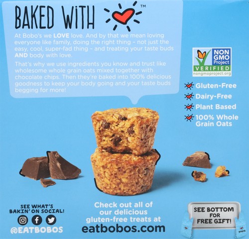 Bobo's Oat Bites Original Chocolate Chip 5 Count 6.5 oz (Pack of 6) - Picture 2 of 2