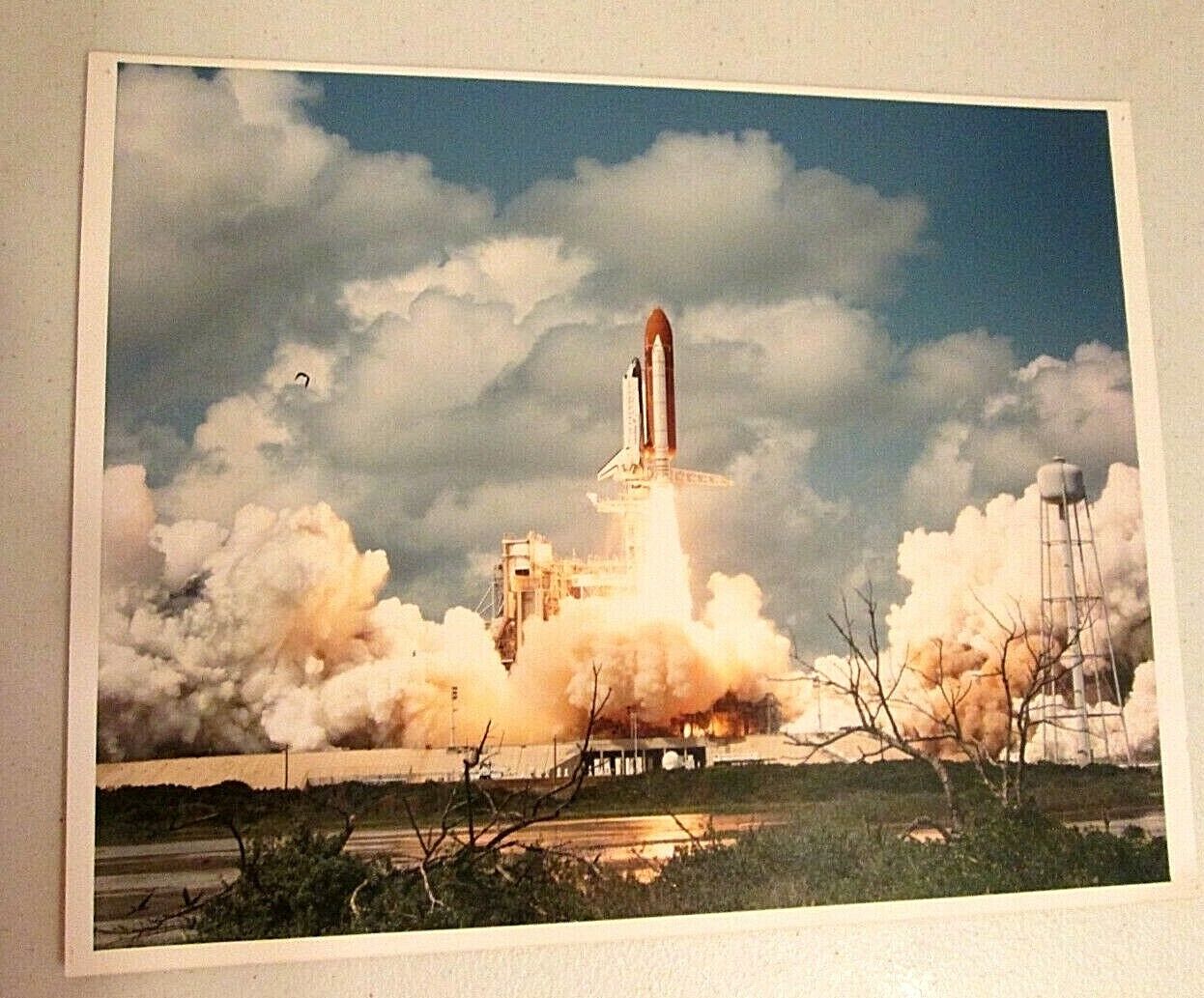 VINTAGE 1988 THE DISCOVERY LAUNCH AT CAPE CANAVERAL, CARDSTOCK PHOTO NASA