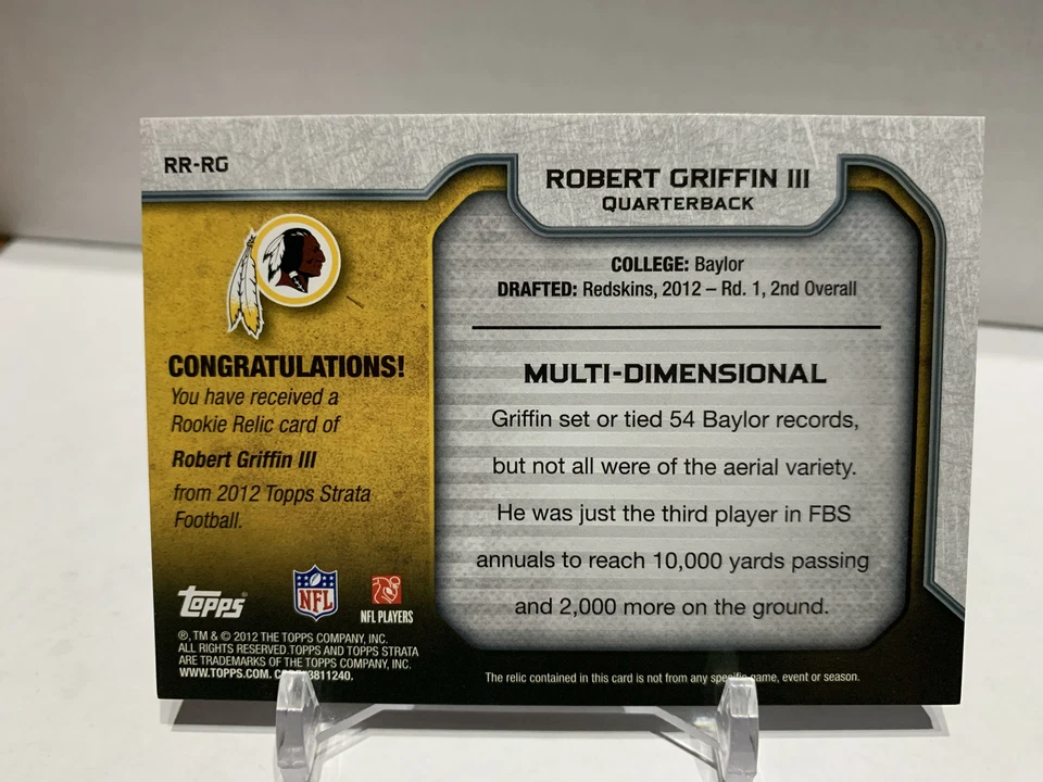 Robert Griffin III 2012 Topps Strata Rookie Relics Bronze /150 #RR-RG Rookie RC - Image 2 of 2