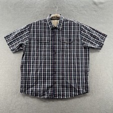 wrangler mens size XL short sleeve button up shirt collared blue