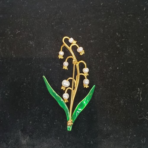 METROPOLITAN MUSEUM OF ART MMA FRESHWATER PEARLS LILY OF THE VALLEY BROOCH - Picture 2 of 6