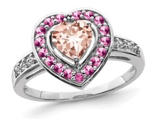 4/5 Carat (ctw) Morganite Heart Ring Sterling Silver