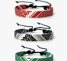 Set of 3 Multicolor Adjustable Patterned Fabric Braclets/Hair Ties, Round 3.5 in