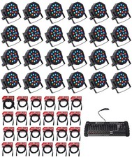 24 Rockville RockPAR50 Par Can DJ/Club Wash Lights 384 Ch DMX Controller Cables