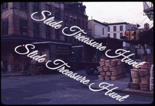 New York City Washington Street Scene Fruit Warehouses Trucks 35mm Slide 1960s