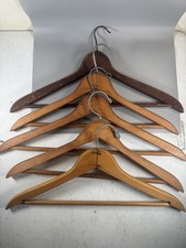 Lot of 5 Vintage 18 Wooden Clothes Hangers Adult Size 1 Marked Yugoslavia