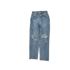 Wild Fable Super High Rise Straight Distressed Button Fly Women size 2 Blue Jean
