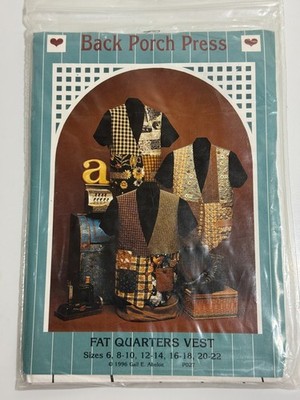 Back Porch Press Size 6-22 Fat Quarter Patchwork Vest Sewing Pattern