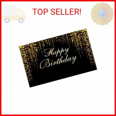 Funnytree Happy Birthday Party Backdrop Black and Gold Glitter Bokeh Sequin Spot