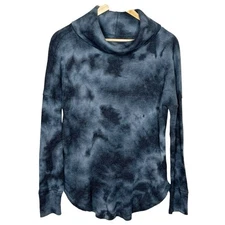 Maeve Tie Dye Waffle Knit Top Gray Black Womens Small Thermal Anthropologie