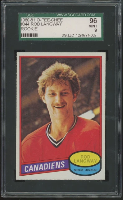 1980-81 O-Pee-Chee Rod Langway RC #344 SGC 9 *002