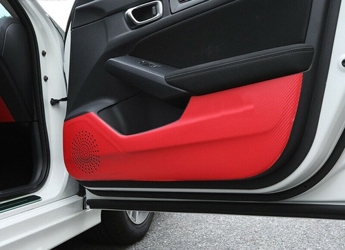 For Honda Civic 11th 2022-26 Red Leather Inner Door Anti-Kick Panel Sticker Trim - Picture 2 of 5