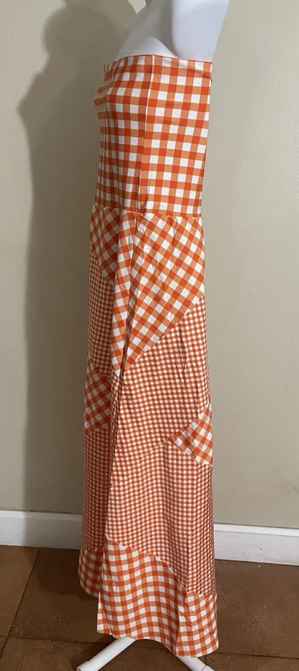 Vestido de baño Betsey Johnson para mujer a cuadros línea A naranja talla L Foto 2 de 4