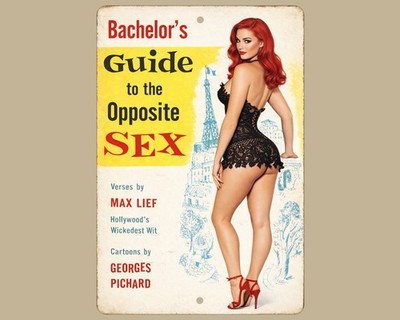 Bachelors Guide to Opposite Sex, 8X12 Aluminum Sign, Redhead Reproduction Cover