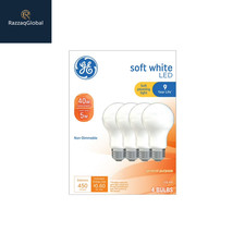 GE A19 LED Light Bulbs 40W Soft White Medium Base Frosted 4 Pack