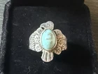Vintage Sterling Silver Ring With Turquoise Adjustable Western Native American