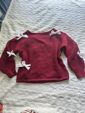 Burgundy Red Off Shoulder Sweater Coquette Bo...