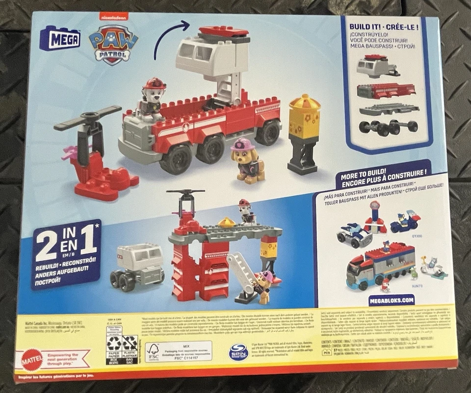 Mattel Nickelodeon Mega Paw Patrol Marshalls Ultimate Fire Truck 37 PCS - Image 2 of 2