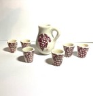 Vintage MINIATURE PORCELAIN TRANSFERWARE GRAPE MOTIF Wine SET JUG 6 Cups — photo 2