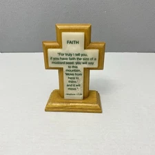 Abbey Press Cross Faith-Tabletop Decor Matthew 17:20 Wood and Synthetic Stone 6”