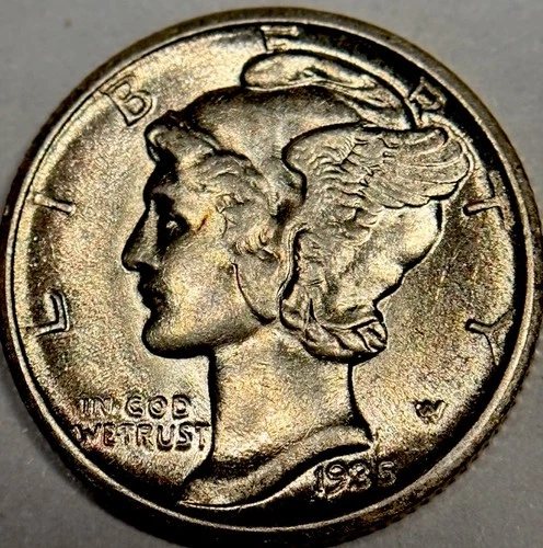 * 1935-d *SUPERB GEM BU  SILVER MERCURY DIME * FRESH FROM ESTATE