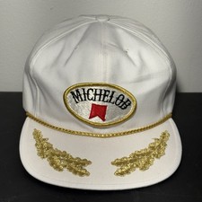 Vintage Michelob Beer Snapback 80s Trucker Hat Gold Leaf design Scrambled Eggs