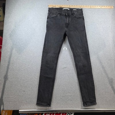 Mango Man Jude Skinny Jeans Washed Black Denim Slim Fit Pants Size 31x31