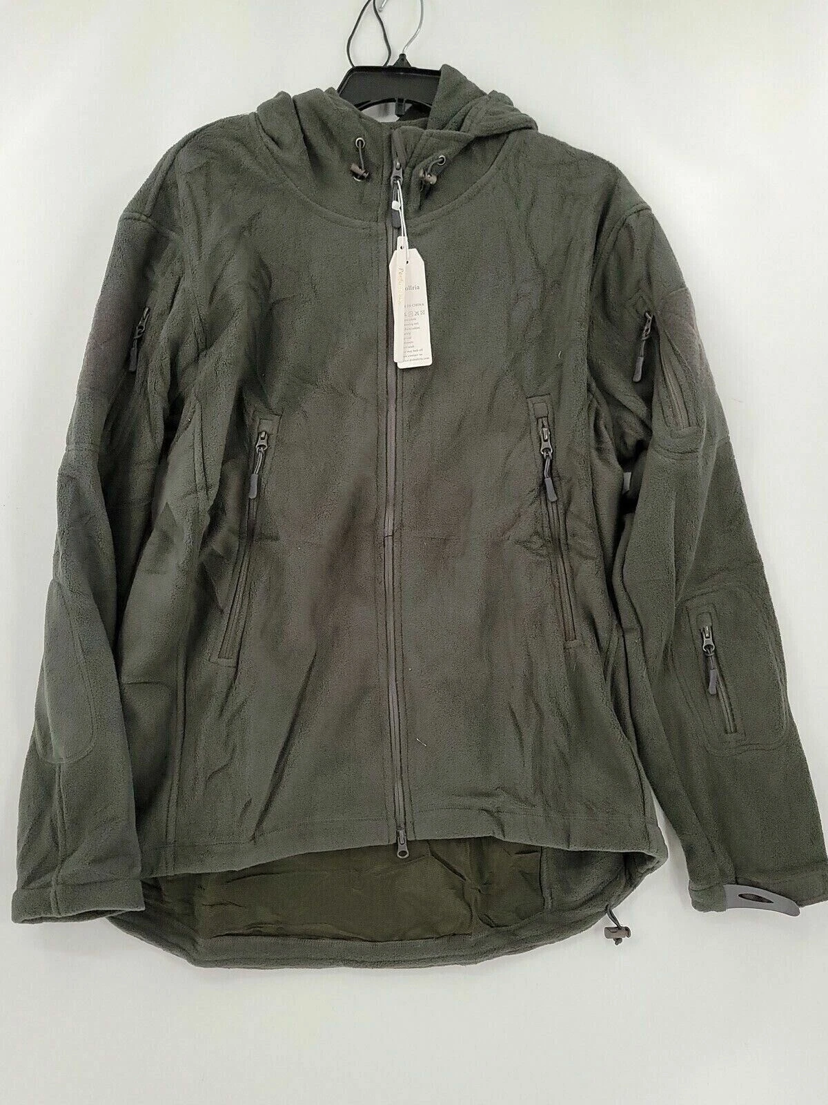 NWT Abollria Mens Coat XXL Solid Gray Green Hooded Pockets Full Zip Lined New