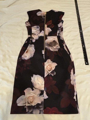 Calvin Klein Floral Sleeveless Dress Black Rose Print Sz 6 Stretch Polyester Bld - Picture 7 of 9