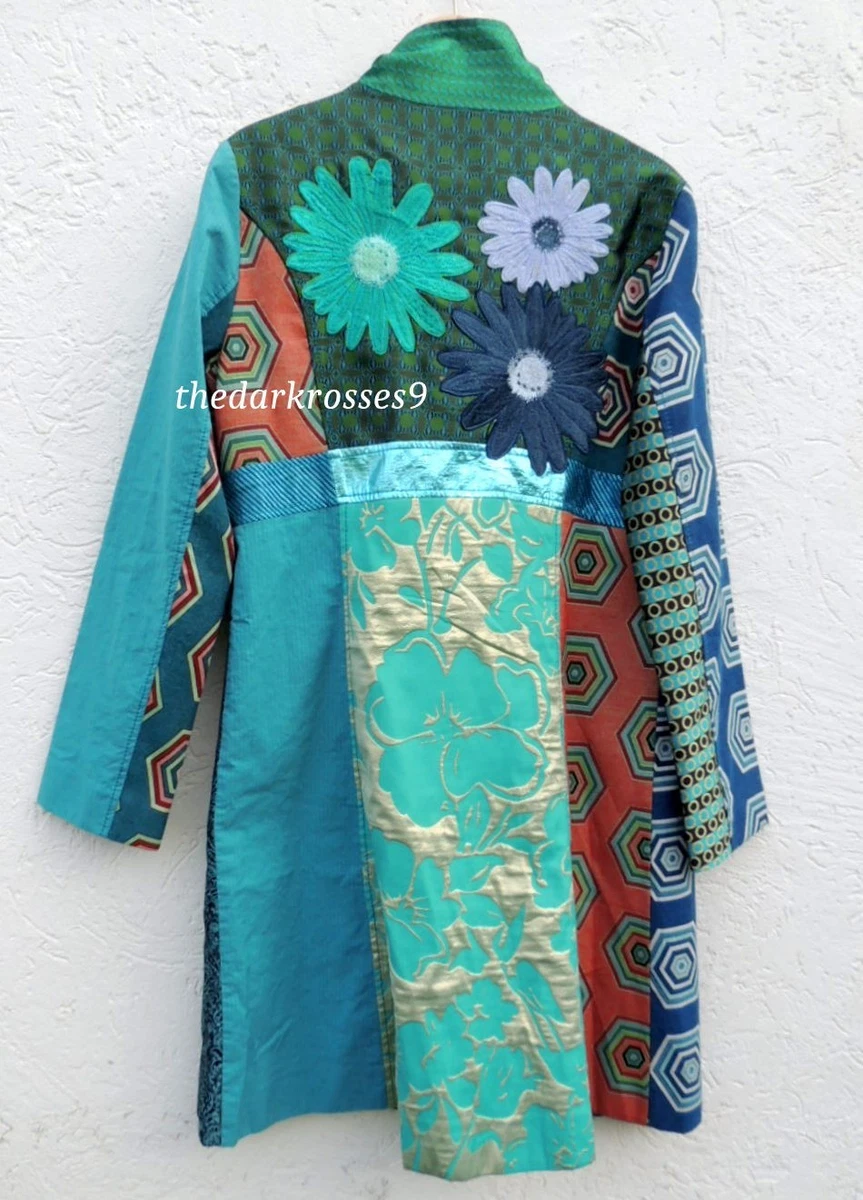 Desigual Mantel Patchwork gr.46 Stickerei Tailliert Boho neuwertig