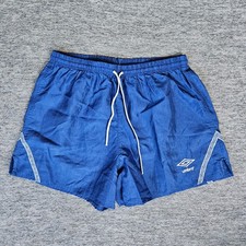 Vintage Umbro Shorts Men's Large 4" Blue 90s Nylon Soccer Athletic Made in USA