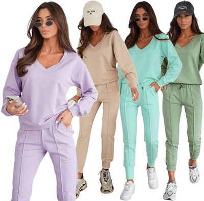 Damen Jogginganzug Freizeitanzug mit Sweatshirt Baumwoll-Trainingsanzug, S/M L/X