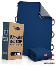 Washable Positioning Bed Pad with 8 Reinforced Handles   34"x52" Navy