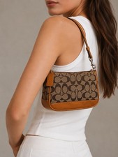 Coach 6094 Beige Signature Canvas Leather Sho...