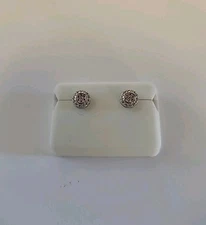 925 Sterling Silver Natural Moissanite Halo Cluster Stud Earrings Wedding Travel