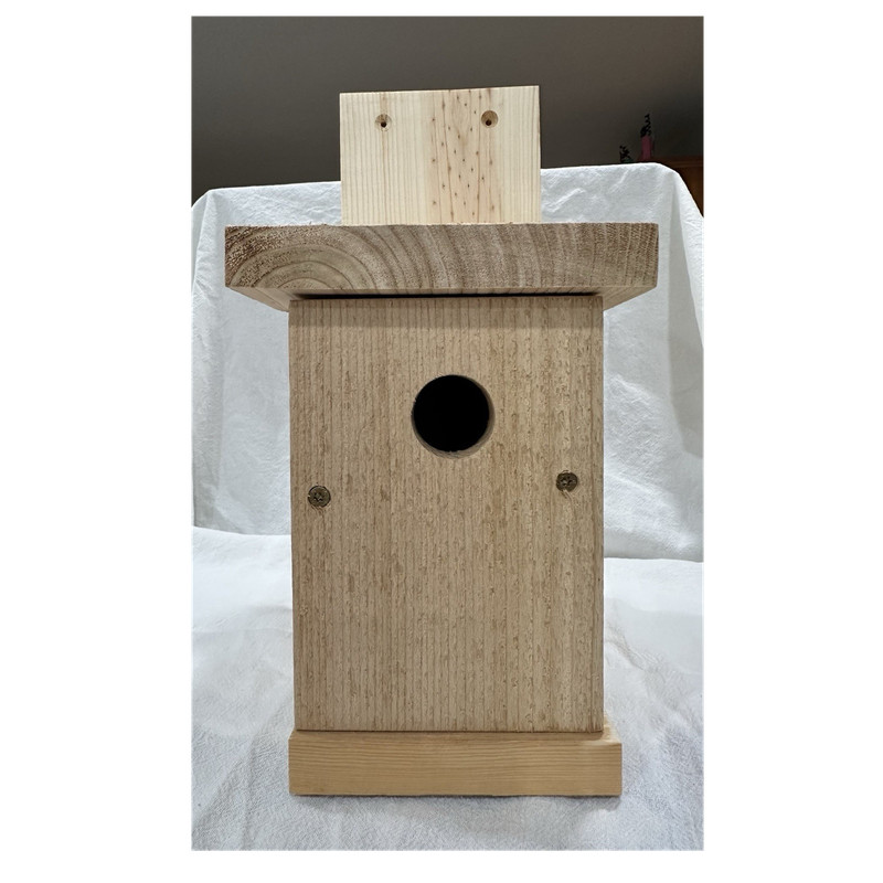 Natural Wood Rectangular Bird House Nest Box, Front Entrance, 1 Compartment